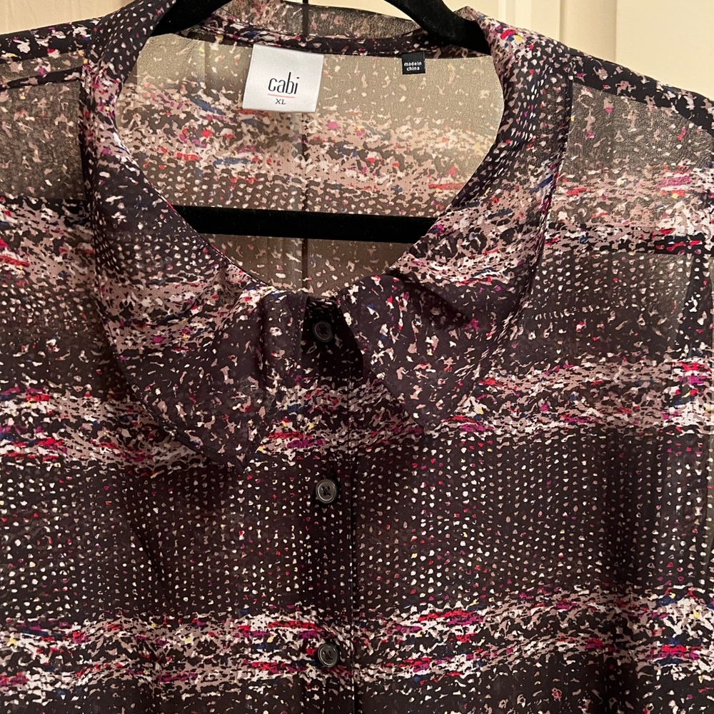 Cabi Paris sheer button down blouse, XL, EUC